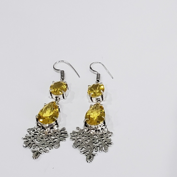 Beautiful Handmade Citrine Gemstone 925 Drop Dangle Earrings - Picture 5 of 11